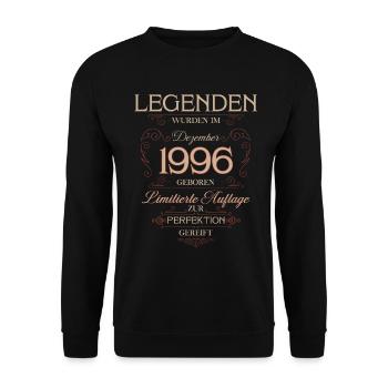 30ème Anniversaire Légende Décembre Millésime 1996 - Sweat-shirt Unisexe - noir - Devant - Alina (178cm) & Michal (187cm)