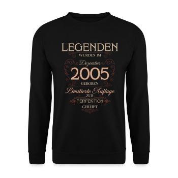 20th Birthday Legend December Vintage 2005 - Unisex Sweatshirt - black - Front - Alina (178cm) & Michal (187cm)
