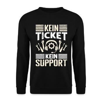 Nerd Computer KEIN TICKET KEIN SUPPORT LUSTIG - Unisex Pullover - Schwarz - Vorne - Alina (178cm) & Michal (187cm)