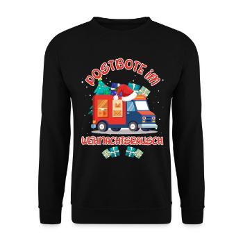 Weihnachten POSTBOTE IM WEIHNACHTSRAUSCH Lustig - Unisex Pullover - Schwarz - Vorne - Alina (178cm) & Michal (187cm)