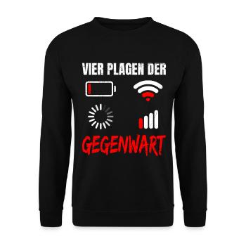 Science Coder VIER PLAGEN DER GEGENWART LUSTIG - Unisex Pullover - Schwarz - Vorne - Alina (178cm) & Michal (187cm)