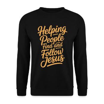 Helping People Find And Follow Jesus - Unisex Sweatshirt - black - Front - Alina (178cm) & Michal (187cm)