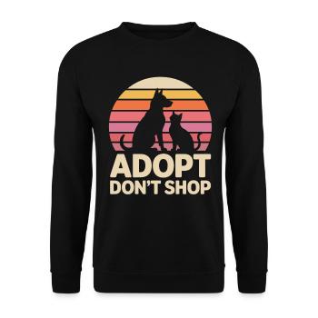 Adopt Don't Shop: Tierliebe Statement - Unisex Pullover - Schwarz - Vorne - Alina (178cm) & Michal (187cm)