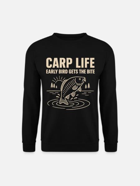 Karpfenleben Frühaufsteher Fangt Mehr - Unisex Pullover - Schwarz