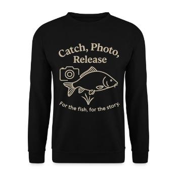 Catch Photo Release Fishing Adventure - Unisex Sweatshirt - black - Front - Alina (178cm) & Michal (187cm)