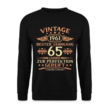 65th Birthday Living Legend since 1961 - Unisex Sweatshirt - black - Front - Alina (178cm) & Michal (187cm)