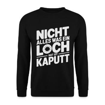Doppeldeutiger Sarkasmus Spruch schwarzer Humor - Unisex Pullover - Schwarz - Vorne - Alina (178cm) & Michal (187cm)