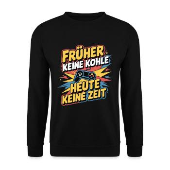 Lustiger Gaming-Spruch für Retro-Fans und Nerds - Unisex Pullover - Schwarz - Vorne - Alina (178cm) & Michal (187cm)