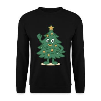 Funny Christmas Tree Cartoon Family Holiday - Unisex Sweatshirt - black - Front - Alina (178cm) & Michal (187cm)
