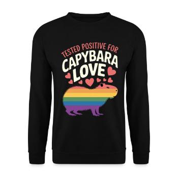 Capybara Regenbogen Liebe Design - Unisex Pullover - Schwarz - Vorne - Alina (178cm) & Michal (187cm)