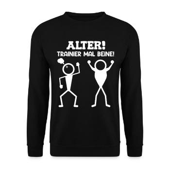 Stick Figure OLD TRAINER TIMES LEGS Drôle - Sweat-shirt Unisexe - noir - Devant - Alina (178cm) & Michal (187cm)