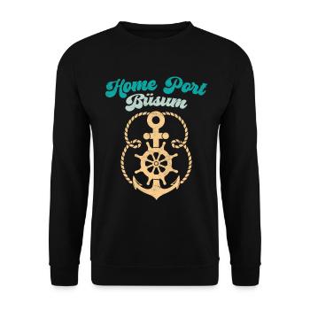 North Sea Holiday HEIMATHAFEN BÜSUM Fun - Unisex Sweatshirt - black - Front - Alina (178cm) & Michal (187cm)