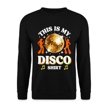 Disco 70er 80er Jahre Disko Party Outfit Discothek - Unisex Pullover - Schwarz - Vorne - Alina (178cm) & Michal (187cm)