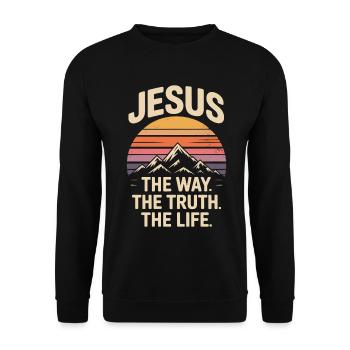 Jesus Der Weg Die Wahrheit Das Leben Christlich - Unisex Pullover - Schwarz - Vorne - Alina (178cm) & Michal (187cm)