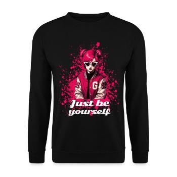 Écolière rose – Sois juste toi-même - Sweat-shirt Unisexe - noir - Devant - Alina (178cm) & Michal (187cm)