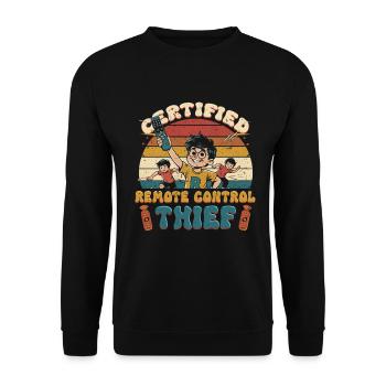 Frère ou sœur Télécommande Voleur - Sweat-shirt Unisexe - noir - Devant - Alina (178cm) & Michal (187cm)