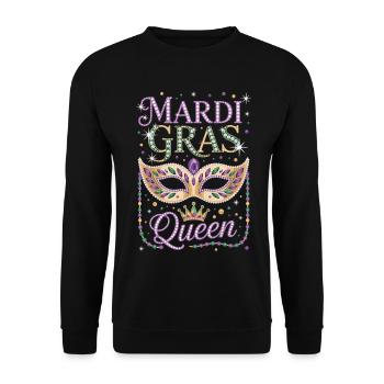 Mardi Gras Queen Karneval Maske Shirt - Unisex Pullover - Schwarz - Vorne - Alina (178cm) & Michal (187cm)