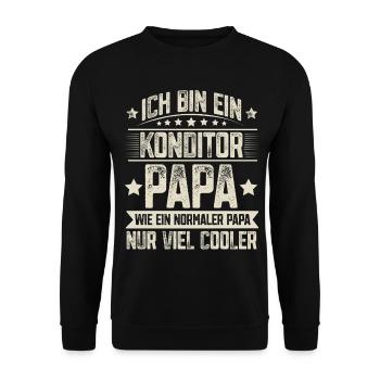 Konditor Papa - Unisex Pullover - Schwarz - Vorne - Alina (178cm) & Michal (187cm)
