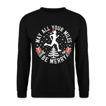 Running Christmas Shirt May All Your Miles Be Merry - Unisex Sweatshirt - black - Front - Alina (178cm) & Michal (187cm)