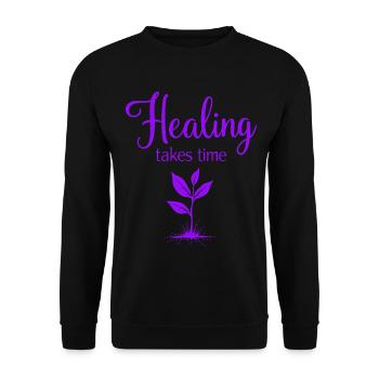 Healing takes time Mindfulness Patience - Unisex Sweatshirt - black - Front - Alina (178cm) & Michal (187cm)