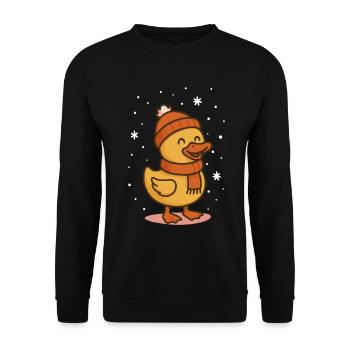 Cute Duck Winter Holiday Christmas Fun - Unisex Sweatshirt - black - Front - Alina (178cm) & Michal (187cm)
