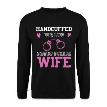 Handcuffs Dear Policewoman - Unisex Sweatshirt - black - Front - Alina (178cm) & Michal (187cm)