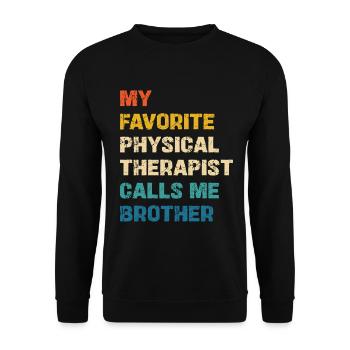 Le kinésithérapeute préféré m’appelle mon frère - Sweat-shirt Unisexe - noir - Devant - Alina (178cm) & Michal (187cm)