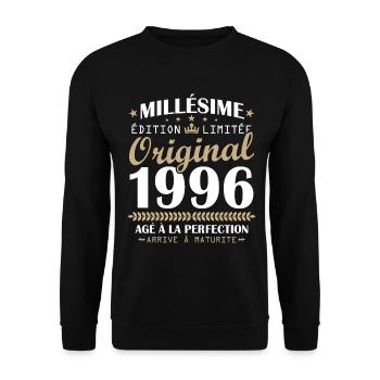 Vintage 1996 Original 30th Anniversary Gift - Unisex Sweatshirt - black - Front - Alina (178cm) & Michal (187cm)