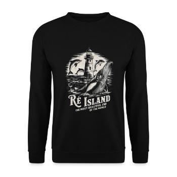 Île de Ré Phare des Baleines Cyclisme Sel Charente - Sweat-shirt Unisexe - noir - Devant - Alina (178cm) & Michal (187cm)
