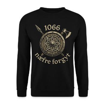 1066 Ne Jamais Oublier L’Héritage Viking - Sweat-shirt Unisexe - noir - Devant - Alina (178cm) & Michal (187cm)