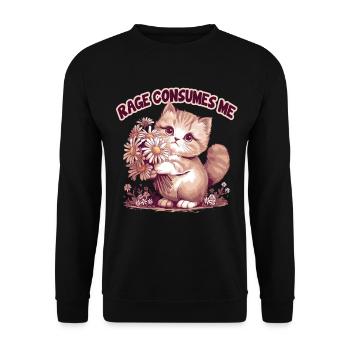 Rage Consumes Me Funny Cat flower - Unisex Sweatshirt - black - Front - Alina (178cm) & Michal (187cm)