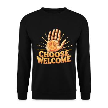 Humanité Egalité Choisir Bienvenue - Sweat-shirt Unisexe - noir - Devant - Alina (178cm) & Michal (187cm)