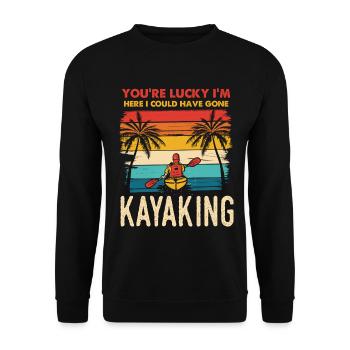 Kayaking on the Beach Retro Sunset - Unisex Sweatshirt - black - Front - Alina (178cm) & Michal (187cm)