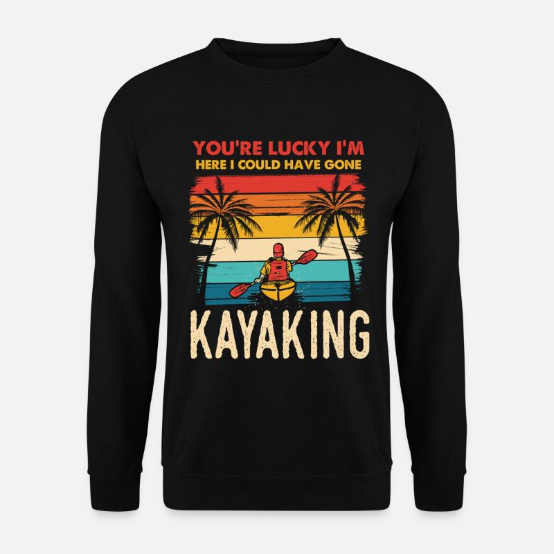 Kayaking am Strand Retro Sonnenuntergang - Unisex Pullover - Schwarz