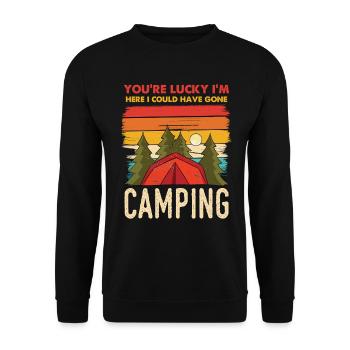 Camping Retro Sunset - Unisex Sweatshirt - black - Front - Alina (178cm) & Michal (187cm)