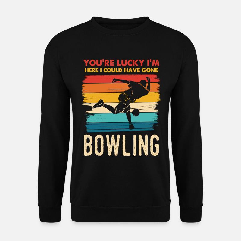 Glück, ich bin hier zum Bowling - Unisex Pullover - Schwarz
