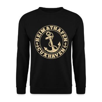 Nordsee HEIMATHAFEN CUXHAVEN Urlaub Lustig - Unisex Pullover - Schwarz - Vorne - Alina (178cm) & Michal (187cm)