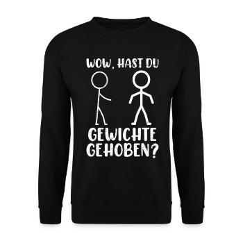 Stick Figure DID YOU LIFT WEIGHTS Funny - Unisex Sweatshirt - black - Front - Alina (178cm) & Michal (187cm)