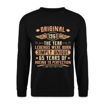 Original 1961 Vintage Legend 65th Birthday - Unisex Sweatshirt - black - Front - Alina (178cm) & Michal (187cm)