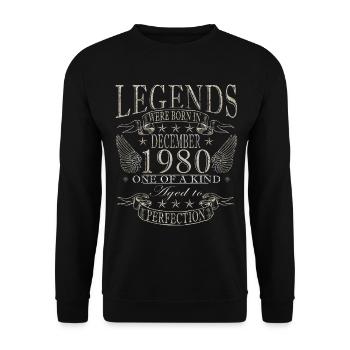 Anniversaire décembre 1980 Don décembre 1980 - Sweat-shirt Unisexe - noir - Devant - Alina (178cm) & Michal (187cm)
