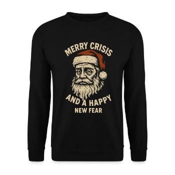 Frohe Krise Und Ein Froher TNeuer Angst-Weihnachtsmann - Unisex Pullover - Schwarz - Vorne - Alina (178cm) & Michal (187cm)