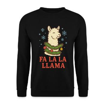 Funny Fa La La Llama Christmas Holiday Design - Unisex Sweatshirt - black - Front - Alina (178cm) & Michal (187cm)