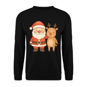 Weihnachts-Rentier-Weihnachtsfest - Unisex Pullover - Schwarz - Vorne - Alina (178cm) & Michal (187cm)