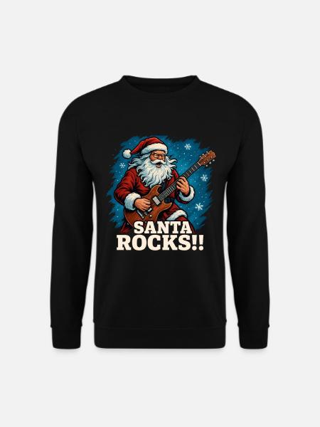 Rocking Santa Claus with guitar - Unisex Sweatshirt - black