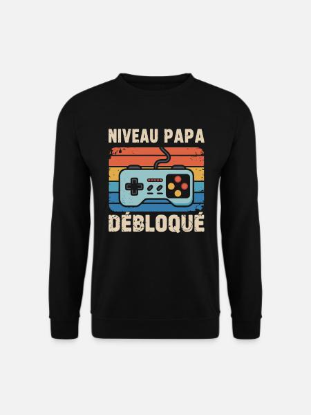Niveau Papa Débloqué – Cadeau Futur Papa Gamer - Sweat-shirt Unisexe - noir