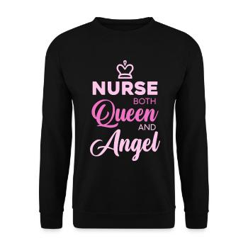 Nurse Queen Angel Typography - Unisex Sweatshirt - black - Front - Alina (178cm) & Michal (187cm)