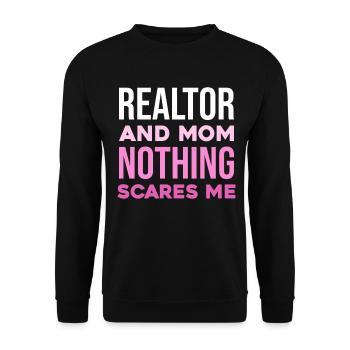 Maman agente immobilière courageuse – n’ayez pas peur - Sweat-shirt Unisexe - noir - Devant - Alina (178cm) & Michal (187cm)