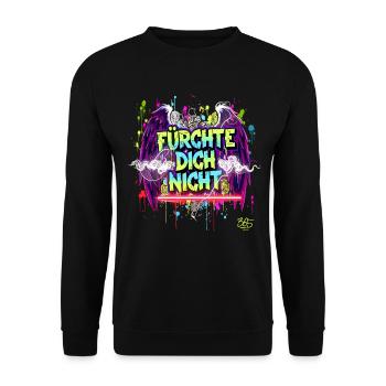 FÜRCHTE DICH NICHT Bibel Vers Streetart Graffiti - Unisex Pullover - Schwarz - Vorne - Alina (178cm) & Michal (187cm)