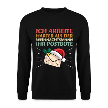 Postman WORK HARDER THAN SANTA CLAUS - Unisex Sweatshirt - black - Front - Alina (178cm) & Michal (187cm)