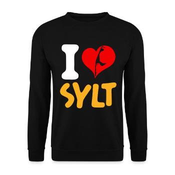 Nordsee Urlaub I LOVE SYLT Lustiges - Unisex Pullover - Schwarz - Vorne - Alina (178cm) & Michal (187cm)
